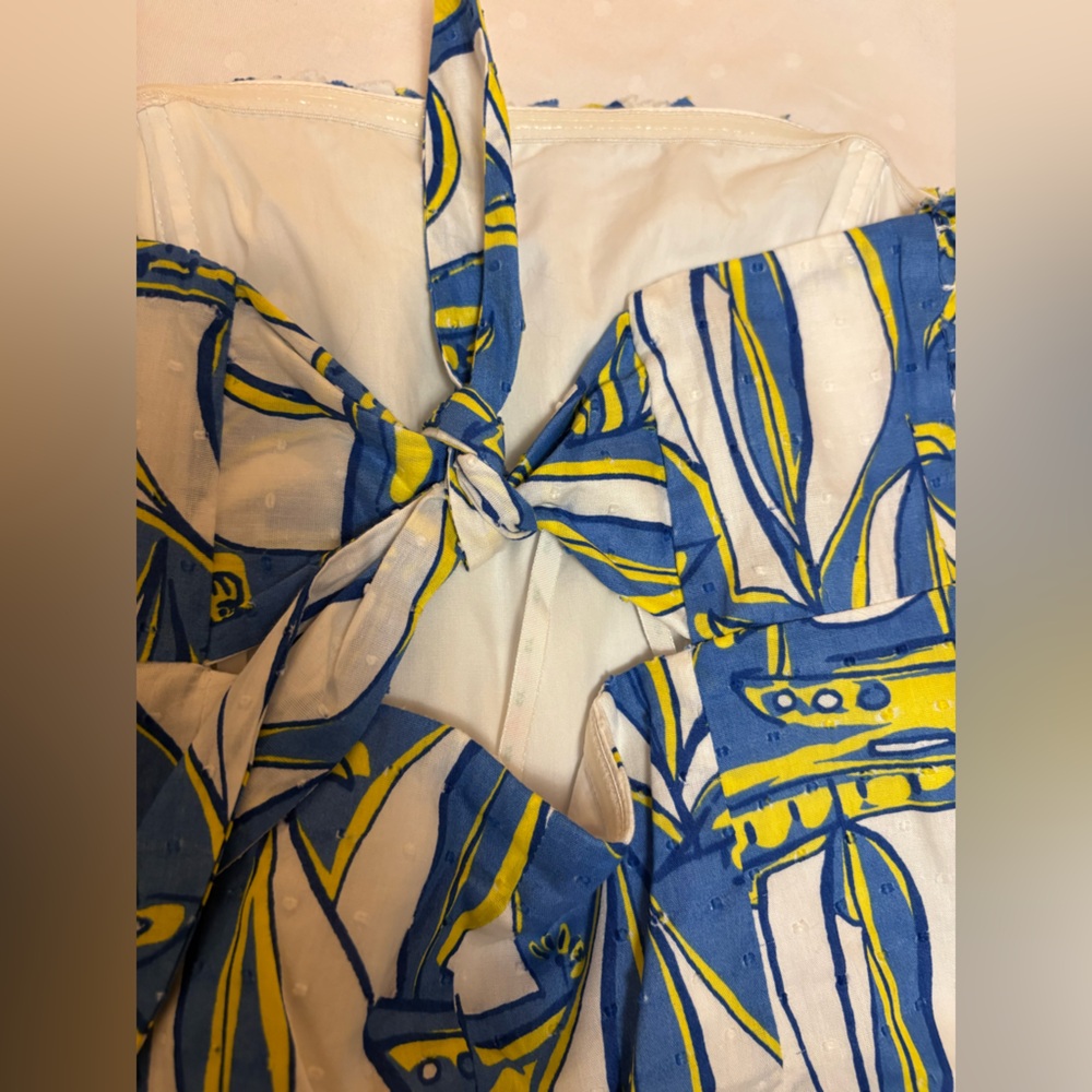 Lilly Pulitzer Strapless Sailboat Print Mini Dress — Blue, White & Yellow - Picture 4 of 5
